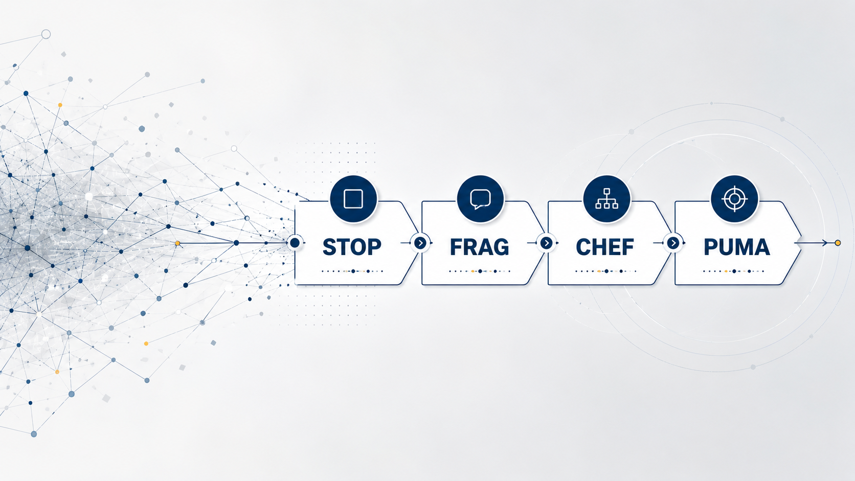 Prozess-Diagramm: STOP · FRAG · CHEF · PUMA als fortlaufender Krisenführungs-Ablauf.